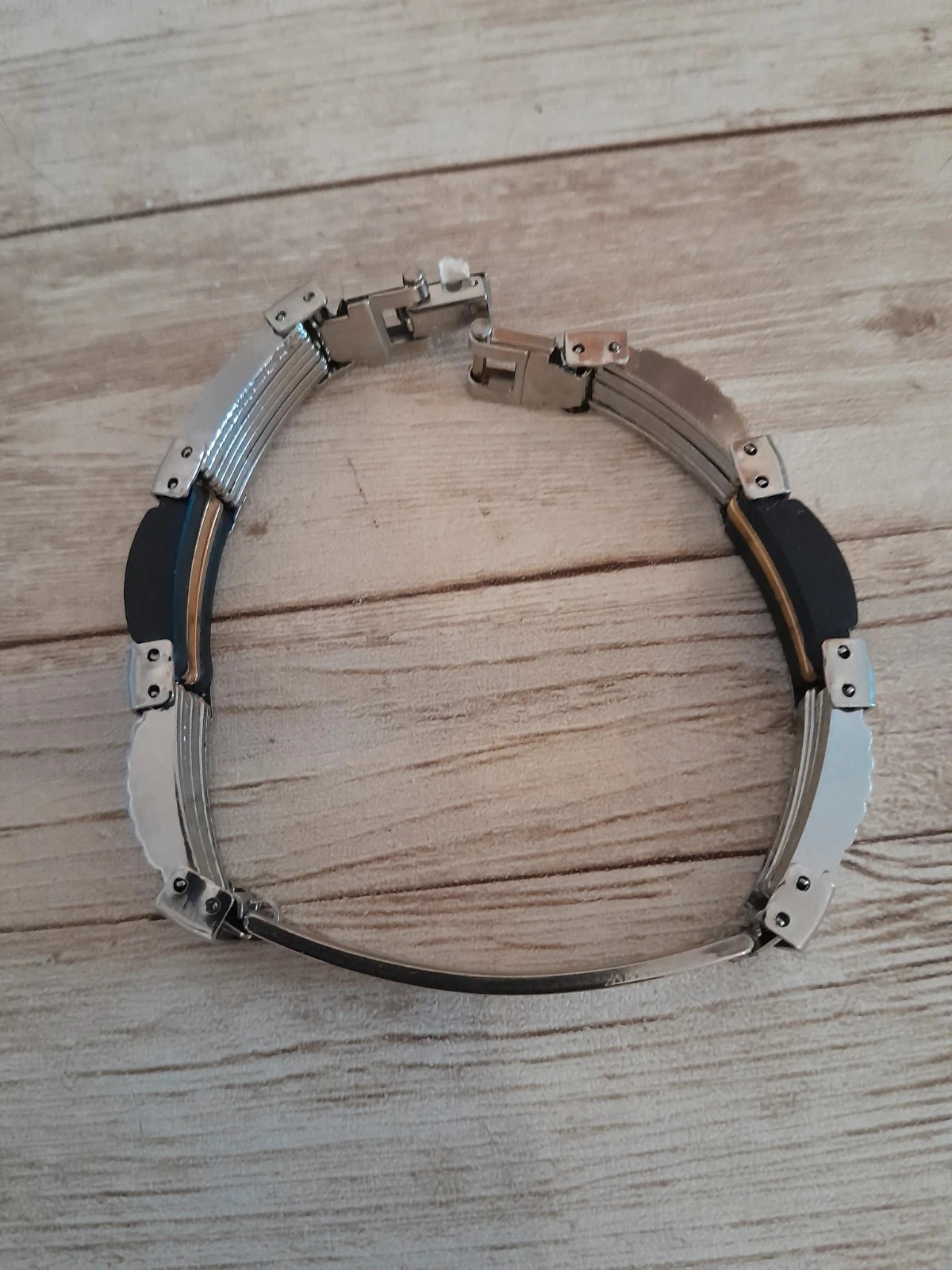 Bracelet gourmette pour homme, argentée, dorée et noir
